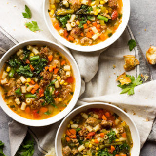 Sausage and Kale Soup - quick and easy soup with ton of veggies and the best seasoning! | littlebroken.com @littlebroken