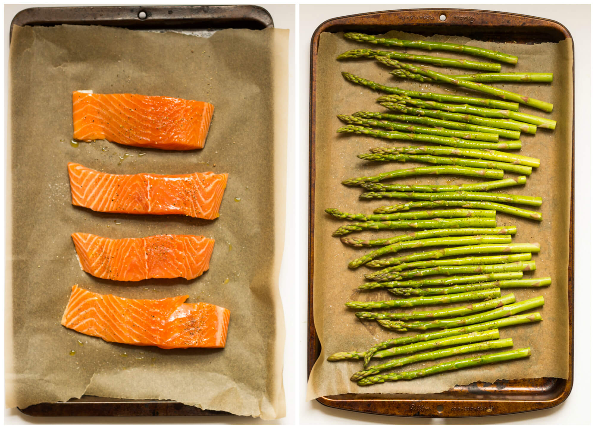 Baked Balsamic Salmon with Asparagus - perfect for date night in or company. This salmon dinner comes together in about 30 minutes | littlebroken.com @littlebroken