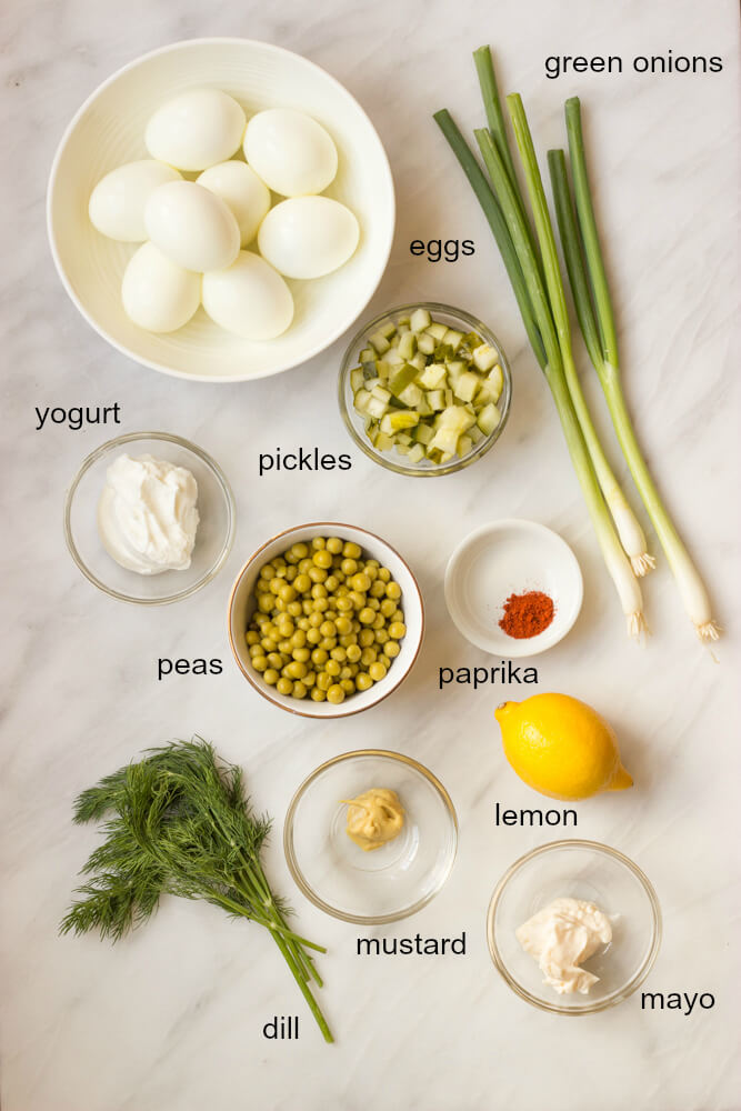 ingredients for egg salad with yogurt