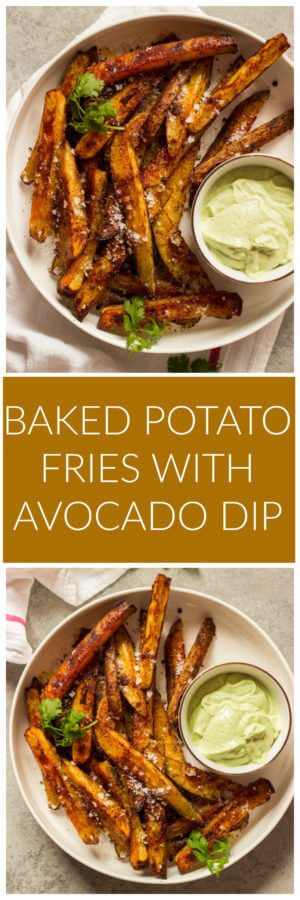 Baked Potato Fries with Avocado Dip - Little Broken