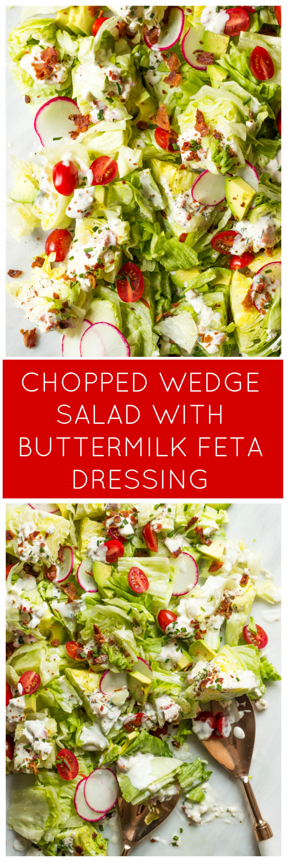 Chopped Wedge Salad with Buttermilk Feta Dressing - easy chopped wedge salad with the most delicious dressing ever! | littlebroken.com @littlebroken