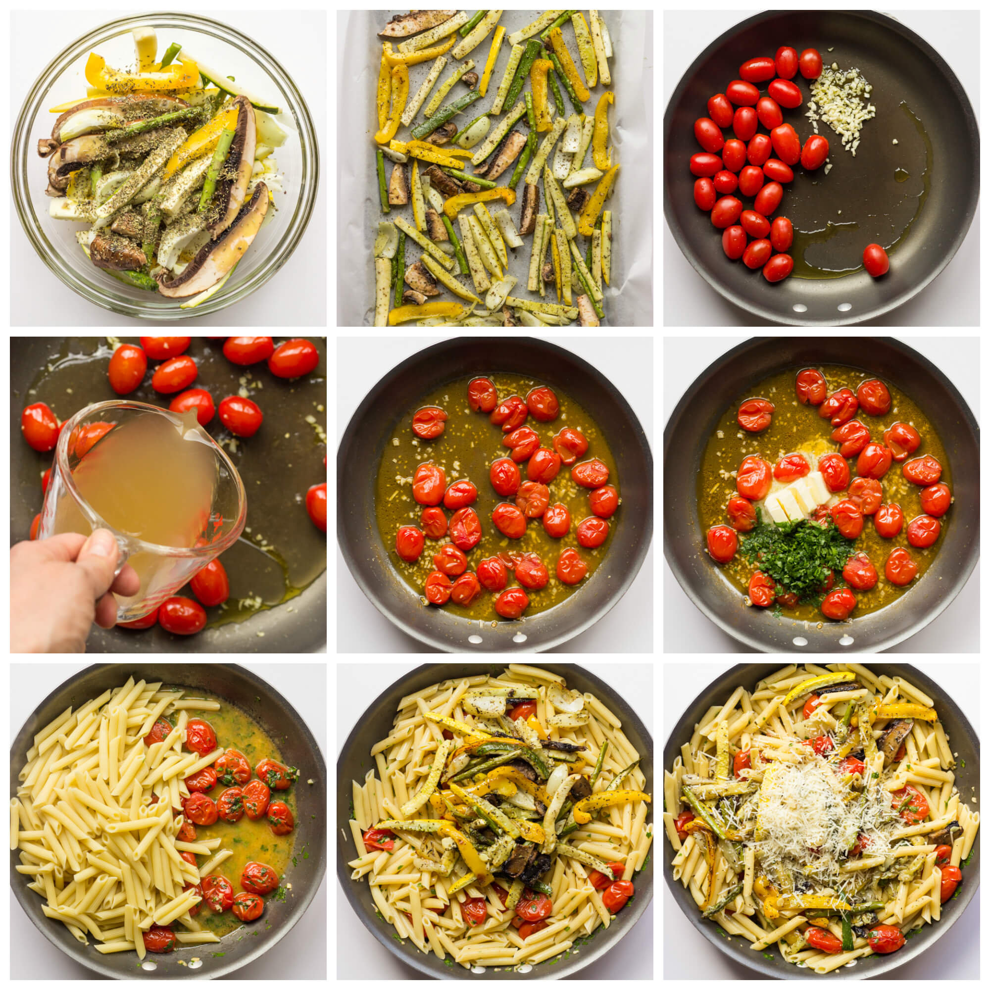 Pasta Primavera with Roasted Vegetables - roasted vegetables tossed with hot pasta and tomato herb sauce for an easy weeknight meatless meal | littlebroken.com @littlebroken