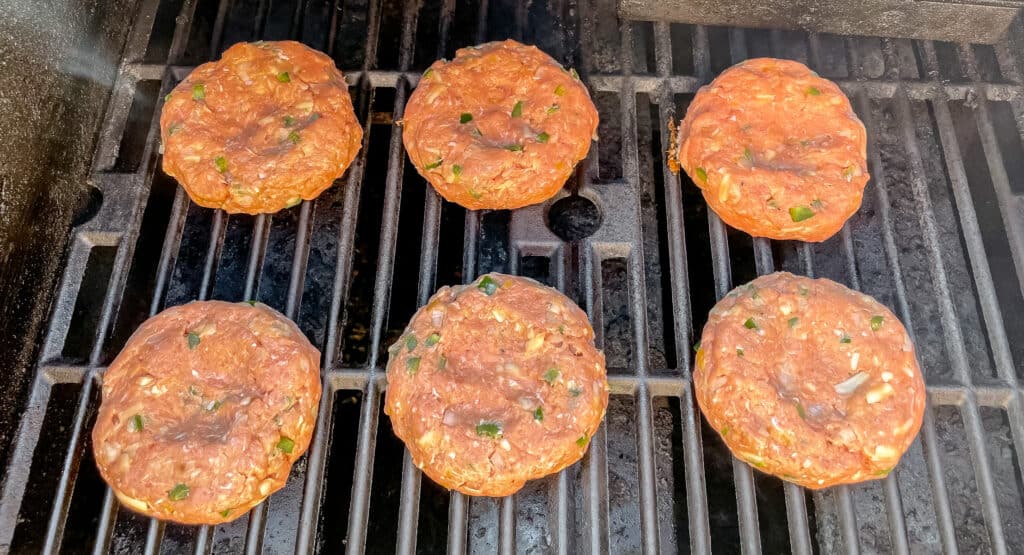 burgers on a grill