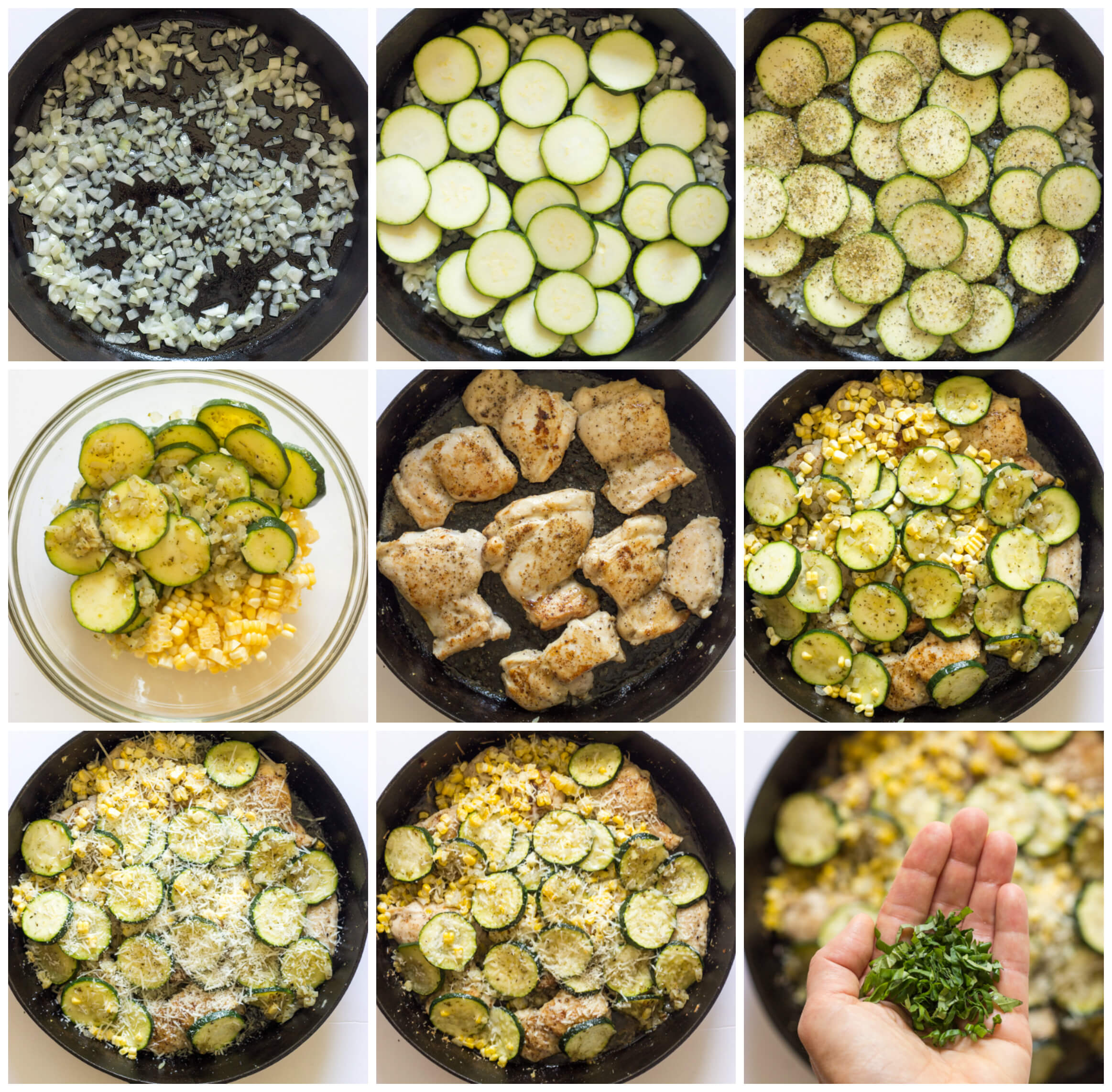 step by step on how to make pan seared chicken with zucchini