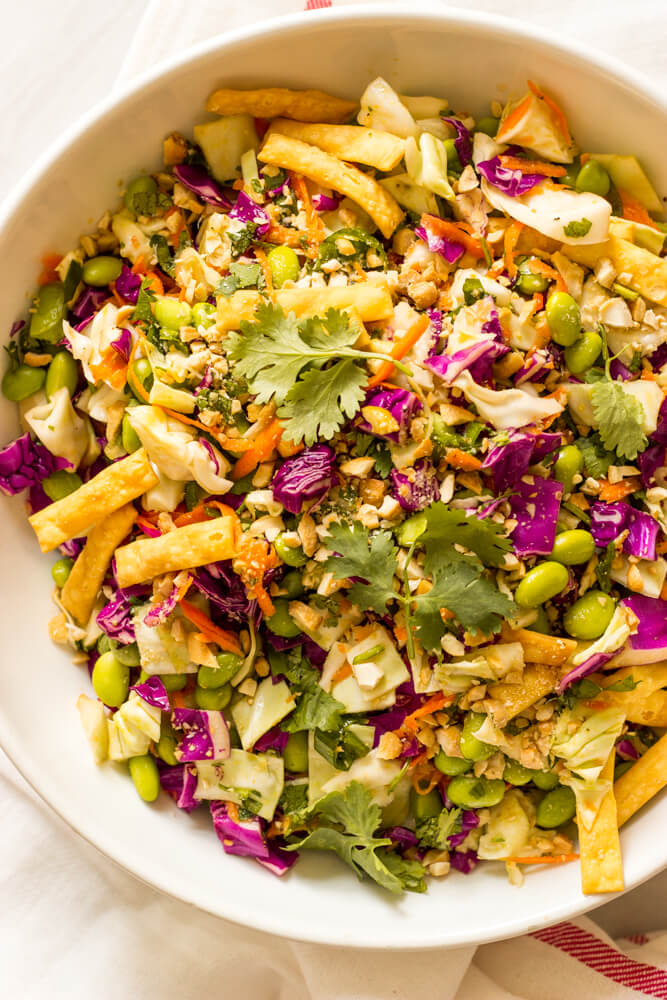 asian chopped salad in a bowl.