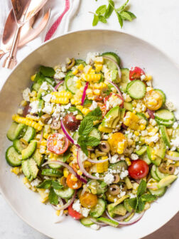Greek Corn Salad with Avocado - Greek salad with delicious twist! | littlebroken.com