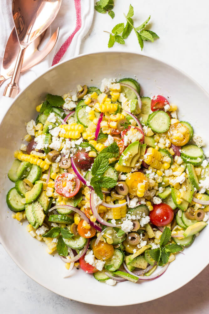 Greek Corn Salad with Avocado - Greek salad with delicious twist! | littlebroken.com 