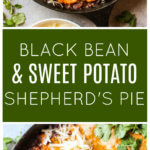 Long image of shepherd's pie with sweet potatoes