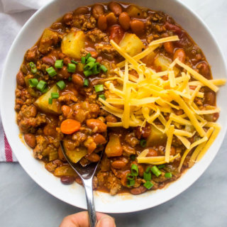Close up of sweet and spicy chili in white bowl