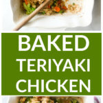 Vertical image baked teriyaki chicken in chicken