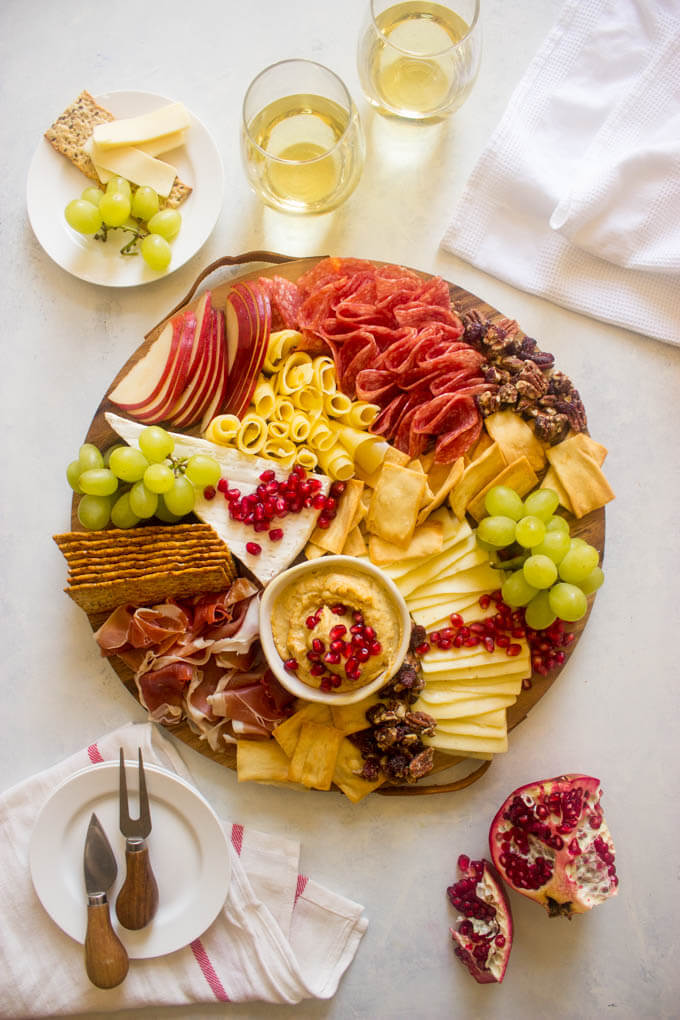 Overview of meat cheese platter