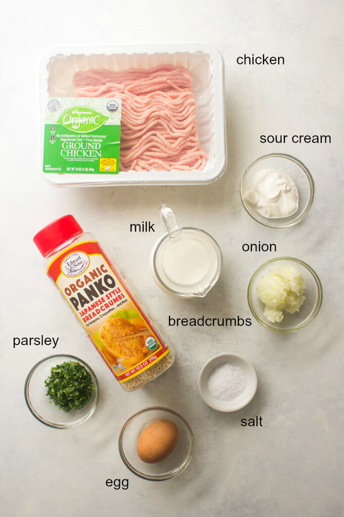 Ingredients for baked chicken meatballs recipe