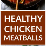 Long image of close up healthy chicken meatballs
