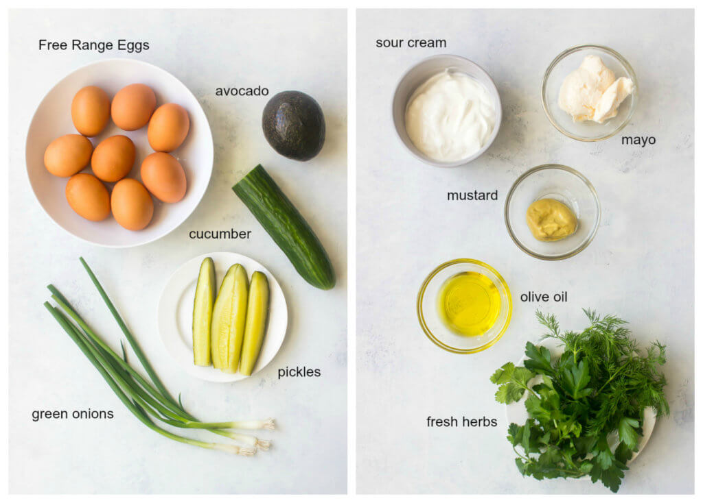 Ingredients for avocado egg salad