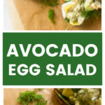 Close up avocado egg salad with fresh herbs