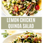 Long image of lemon chicken quinoa salad