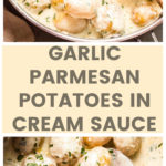 Vertical image potatoes in cream sauce