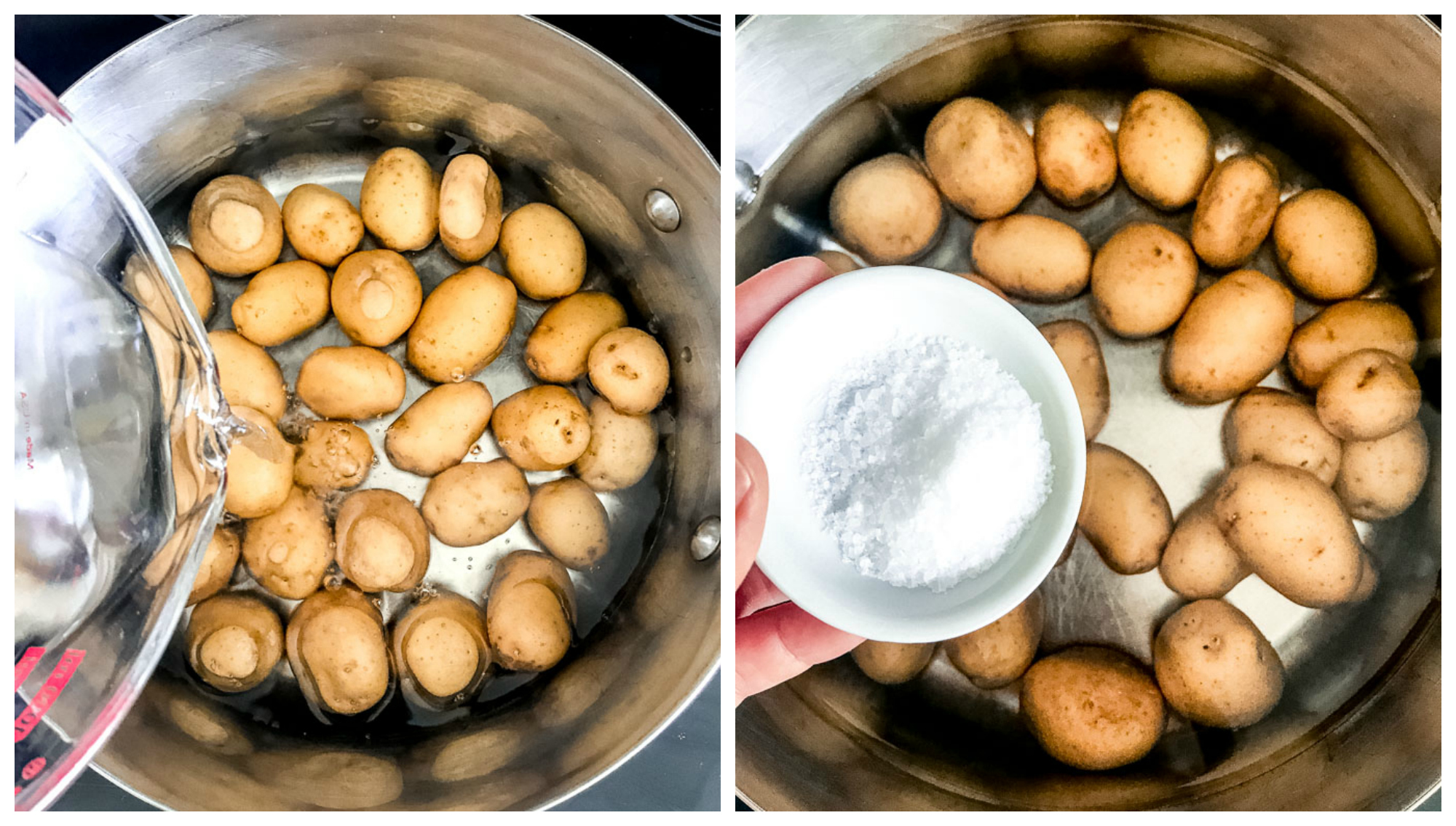 Baby potatoes in cooking pot