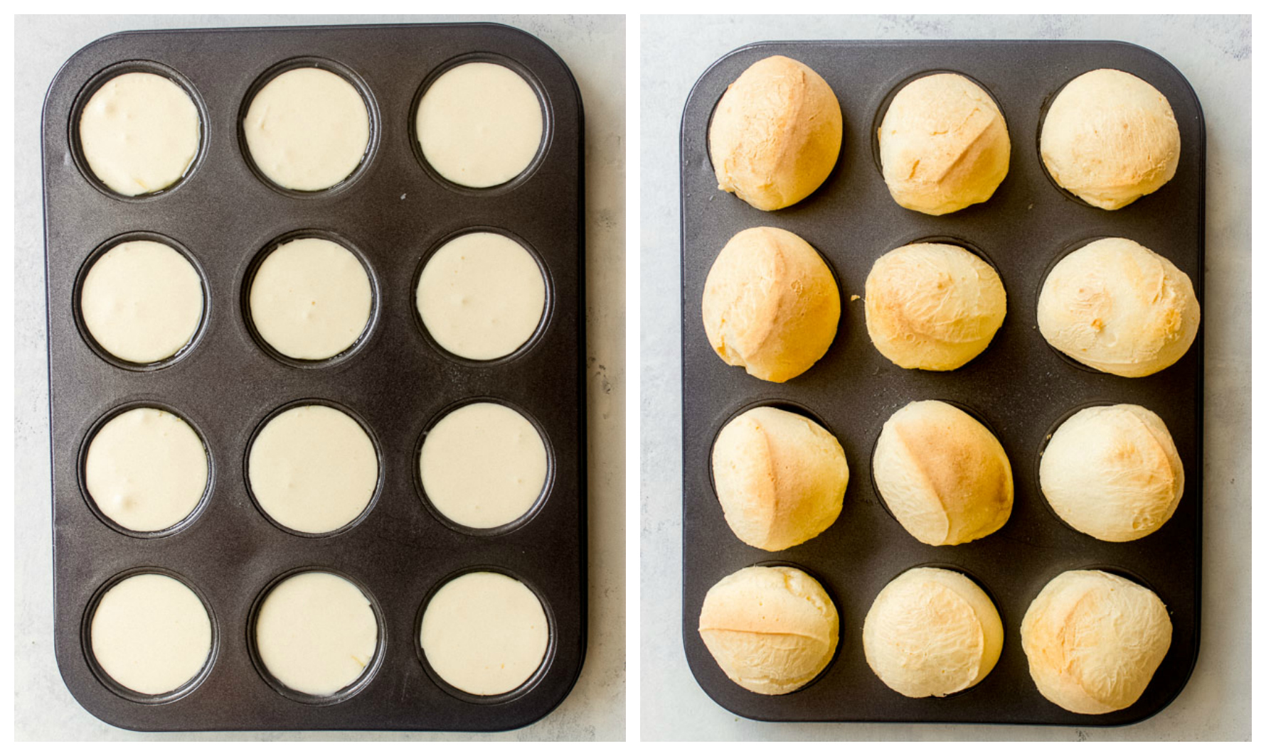 Batter in a mini muffin pan