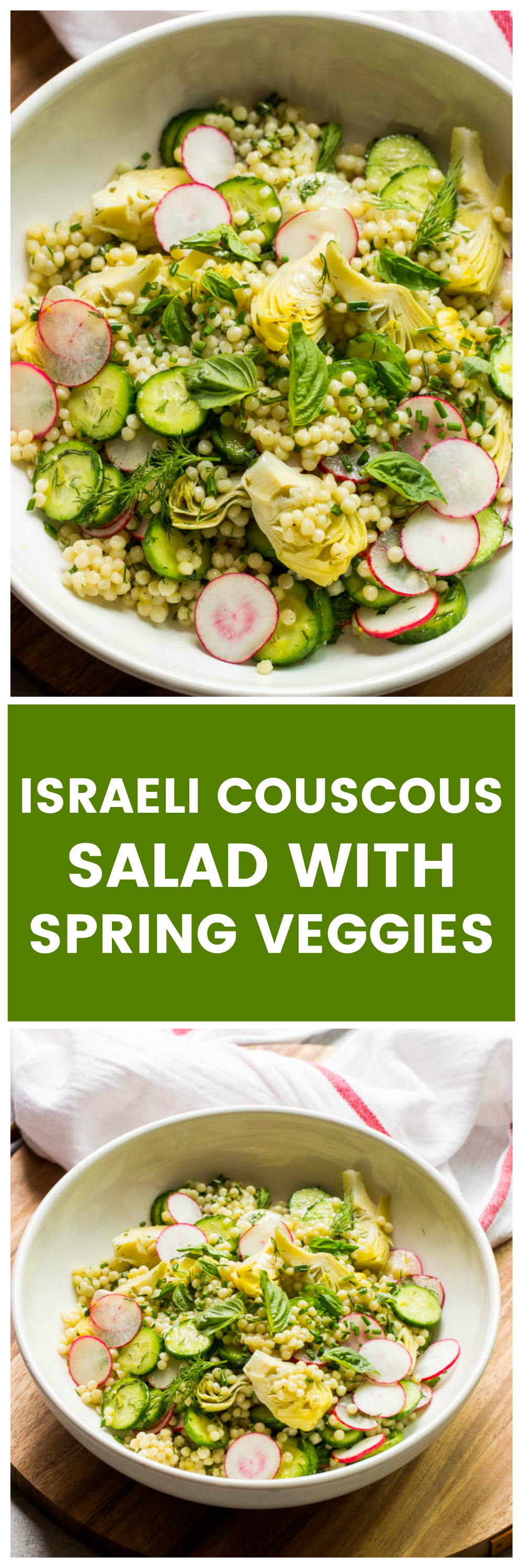 israeli couscous salad with marinated artichokes