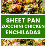 Vertical image chicken zucchini enchiladas