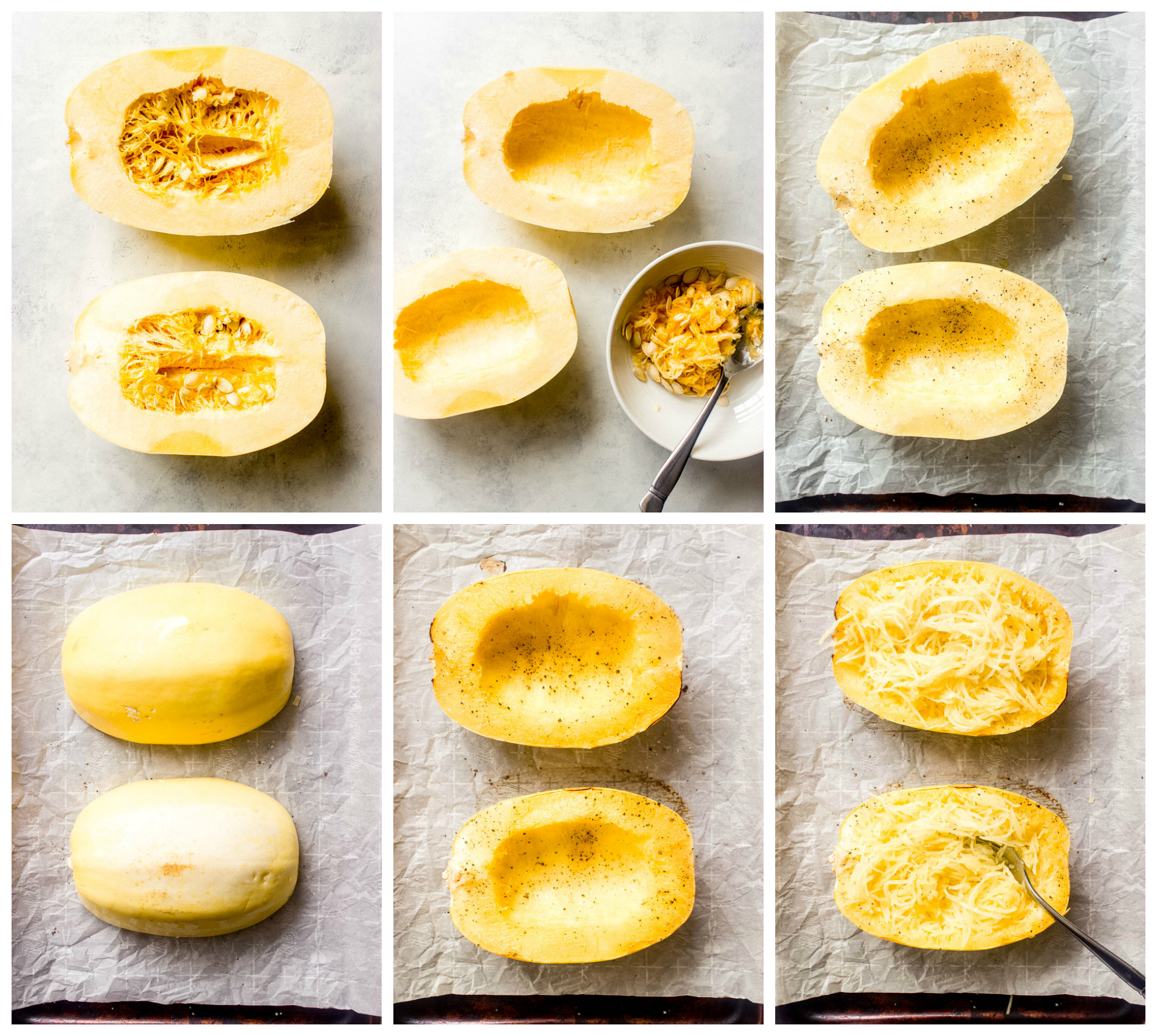 Step by step on how to cook spaghetti squash in oven cut in half