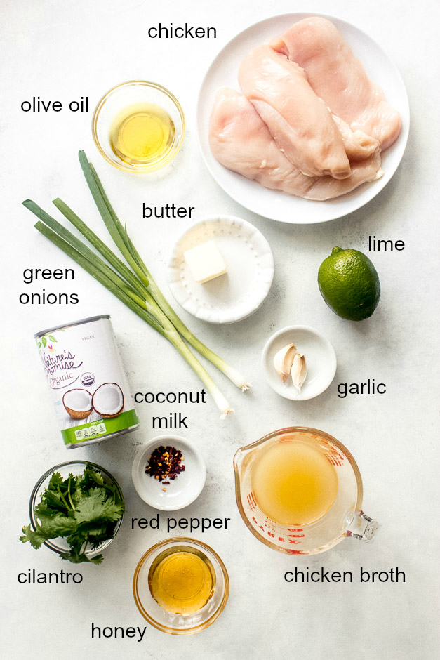 Ingredients for coconut lime chicken