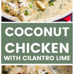 Overhead coconut milk chicken with cilantro lime