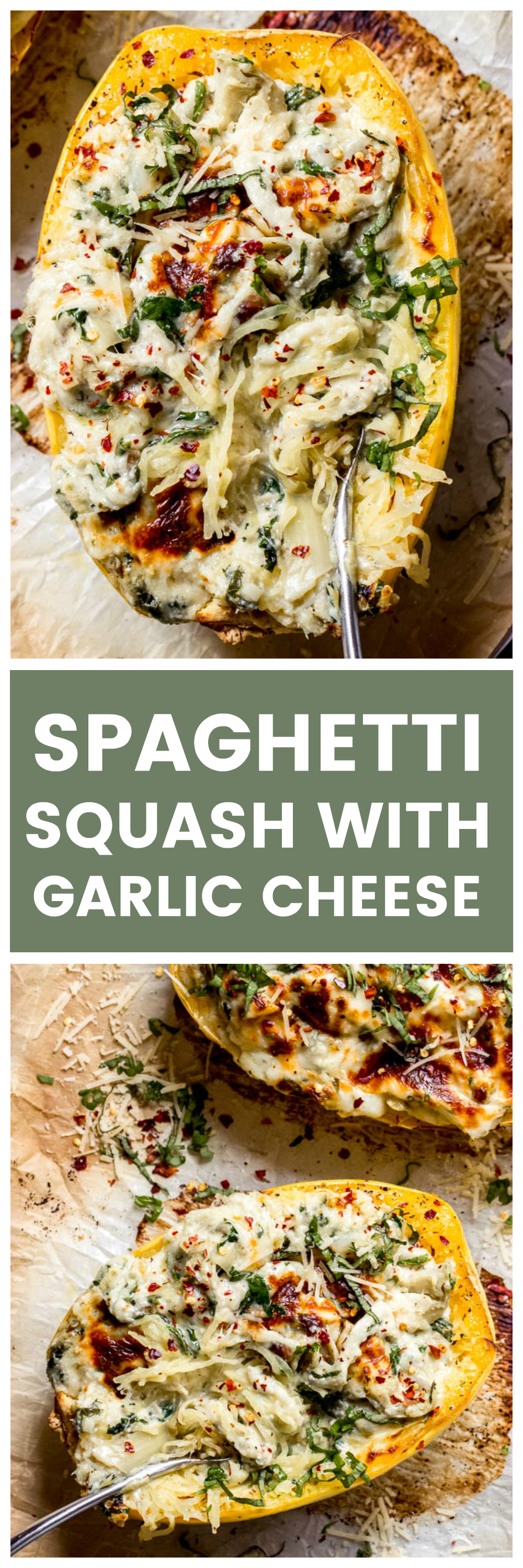 twice baked spaghetti squash with garlic cheese