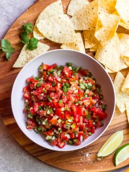 Overhead best homemade fresh tomato salsa