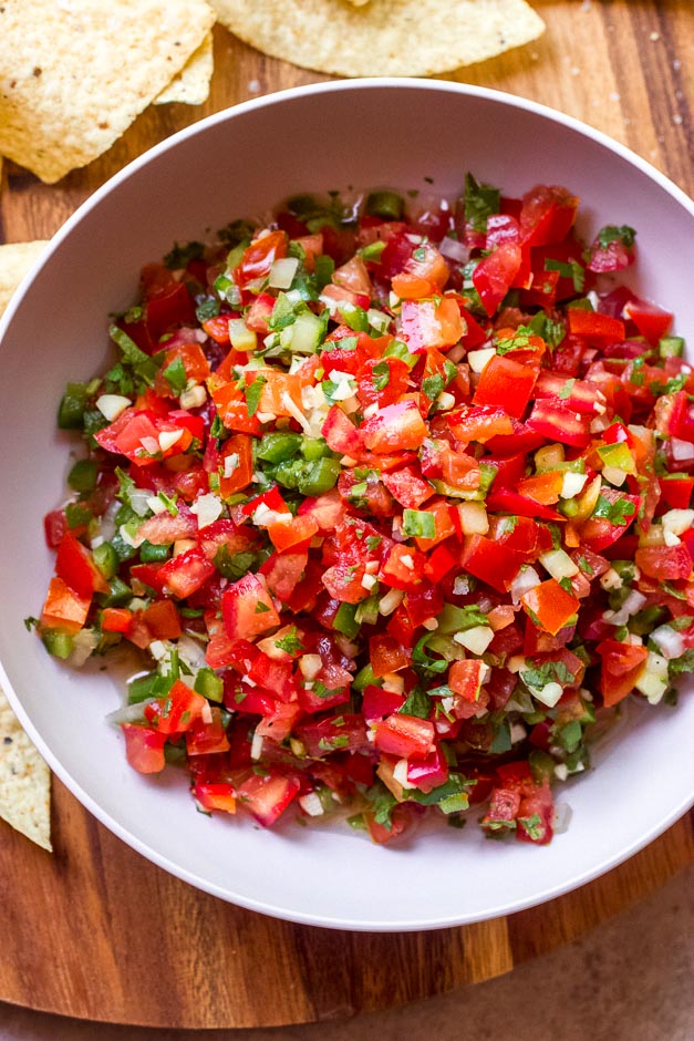 Close up fresh salsa recipe