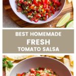 Close up best homemade salsa with fresh tomatoes