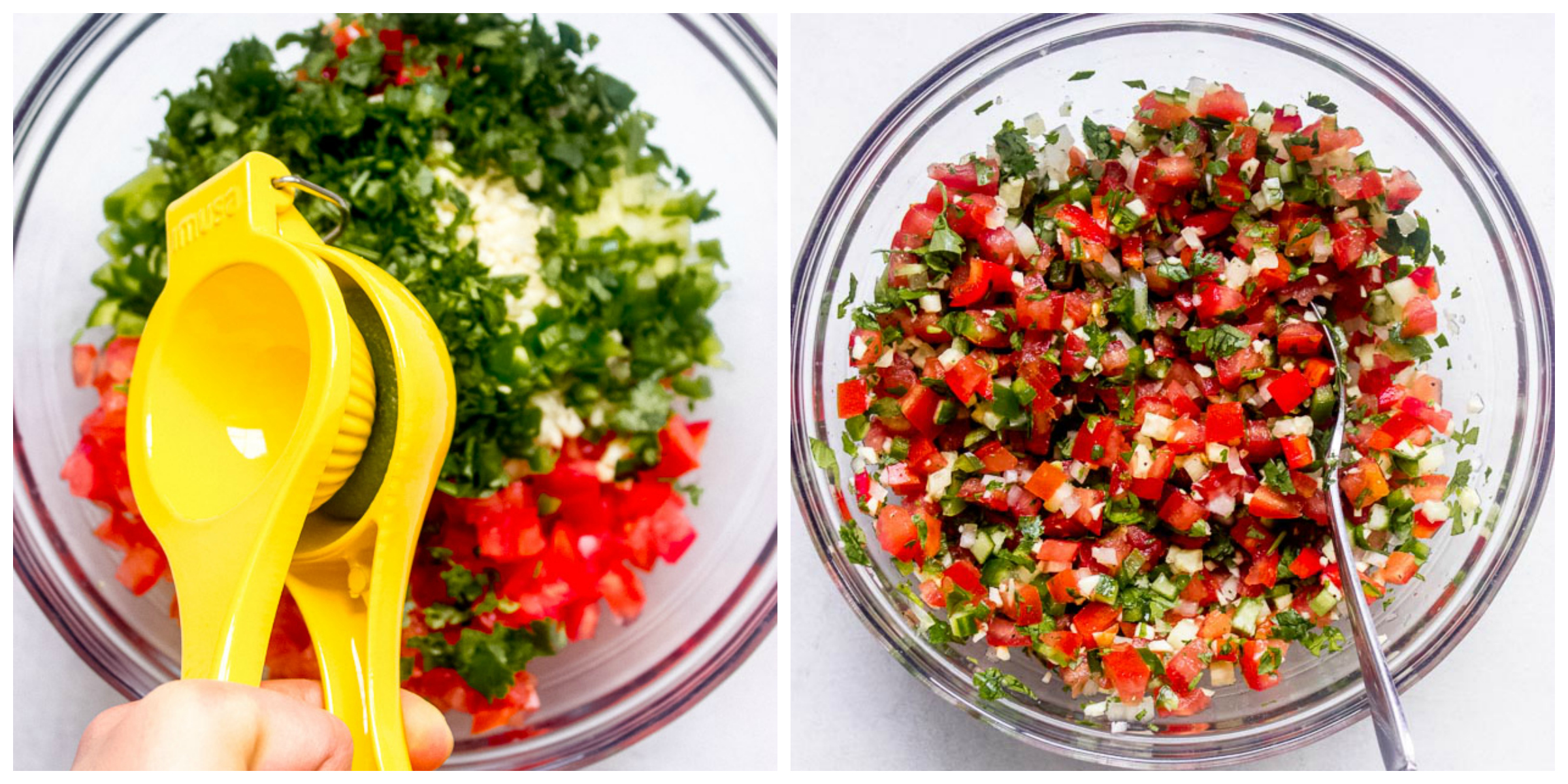 Tomato salsa in glass bowl