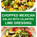 Overhead Mexican salad with chopped vegetables