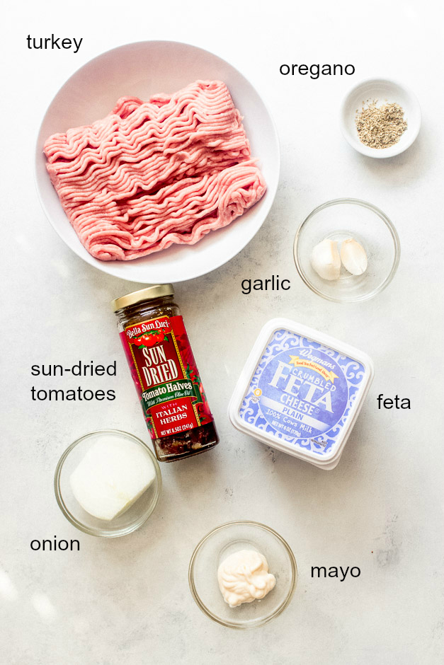 Ingredients for Mediterranean burgers