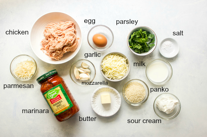 Ingredients for baked chicken parmesan meatballs