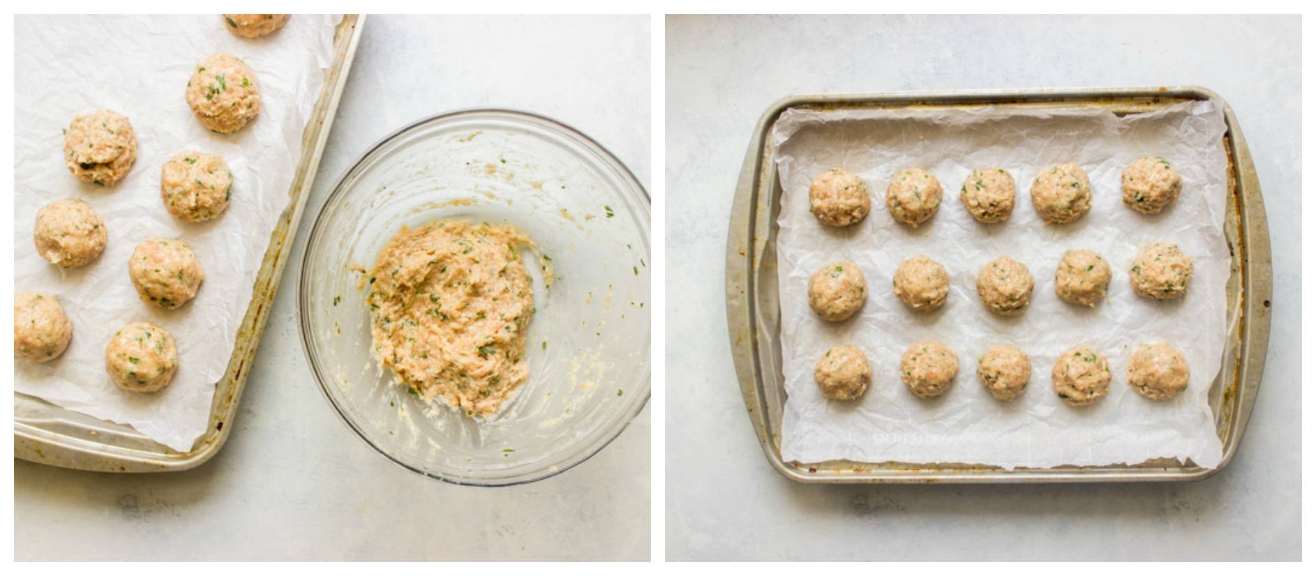 Step by step for sheet pan chicken meatballs