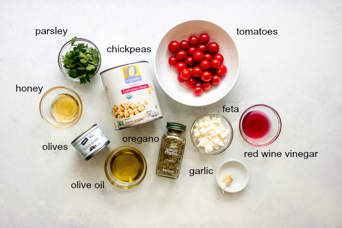 Ingredients for chickpea tomato salad