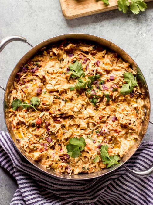 Quick Stove Top Creamy Shredded Chicken - Little Broken