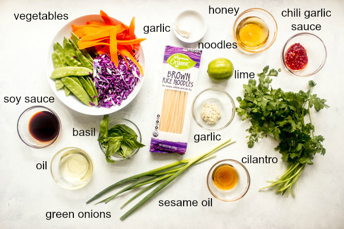 ingredients for rice noodle salad