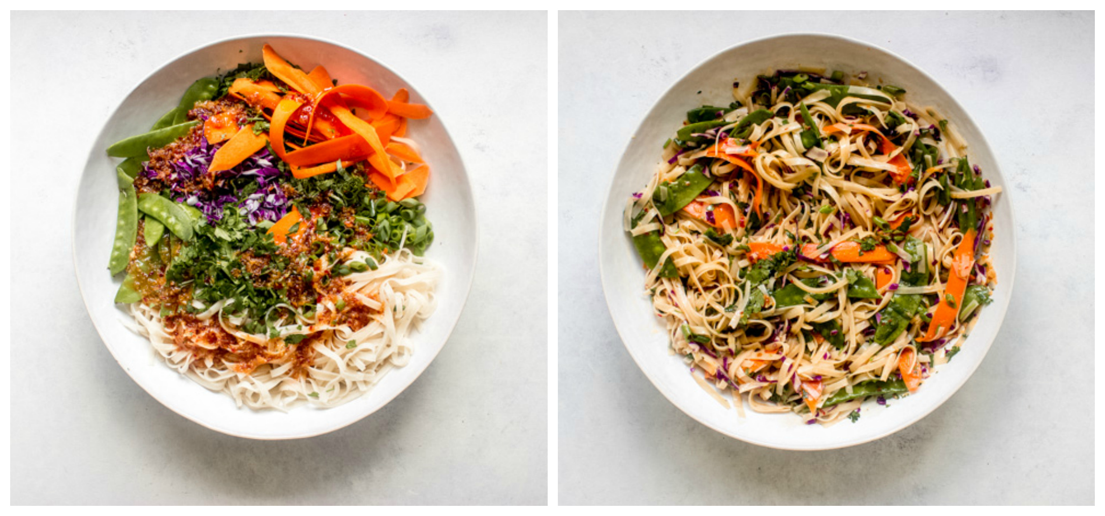 brown rice noodle salad with vegetables