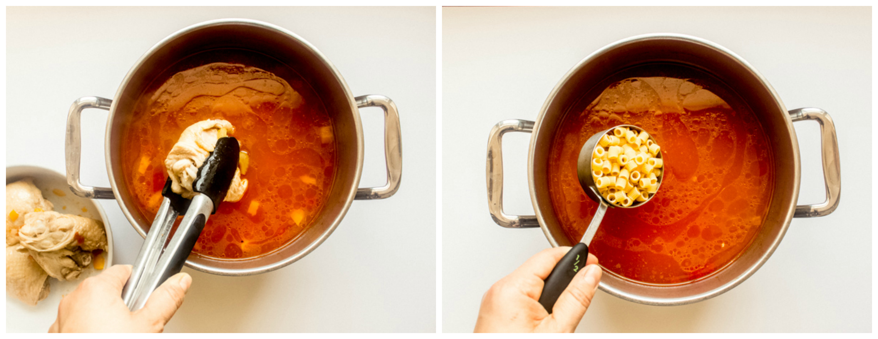 shredded chicken soup in dutch oven