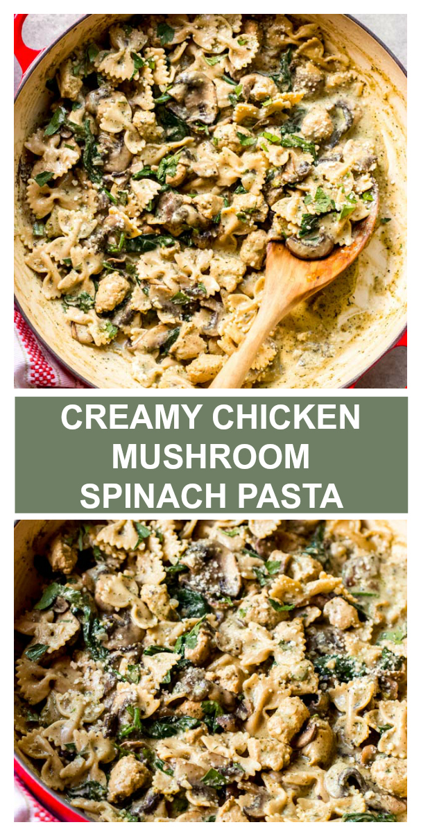 Cozy Chicken Mushroom Spinach Pasta - Little Broken