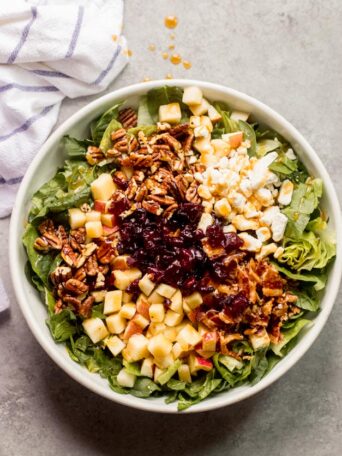 overhead spinach apple salad