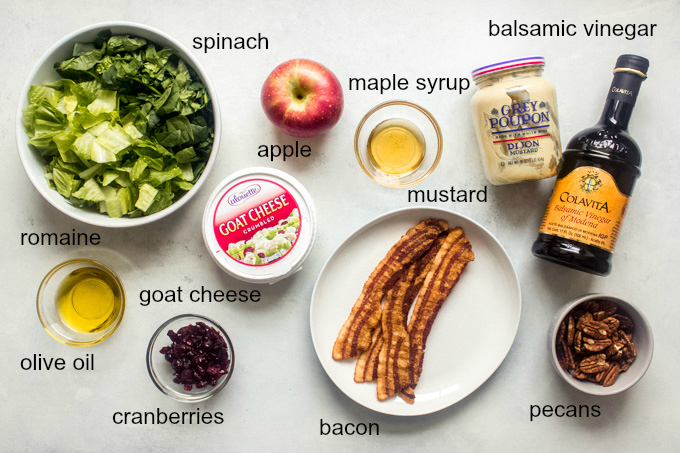 ingredients for apple spinach salad recipe