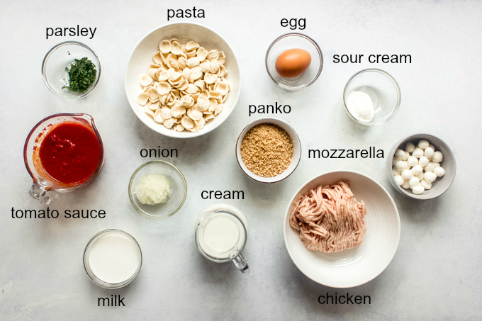 ingredients for chicken meatballs in cream sauce