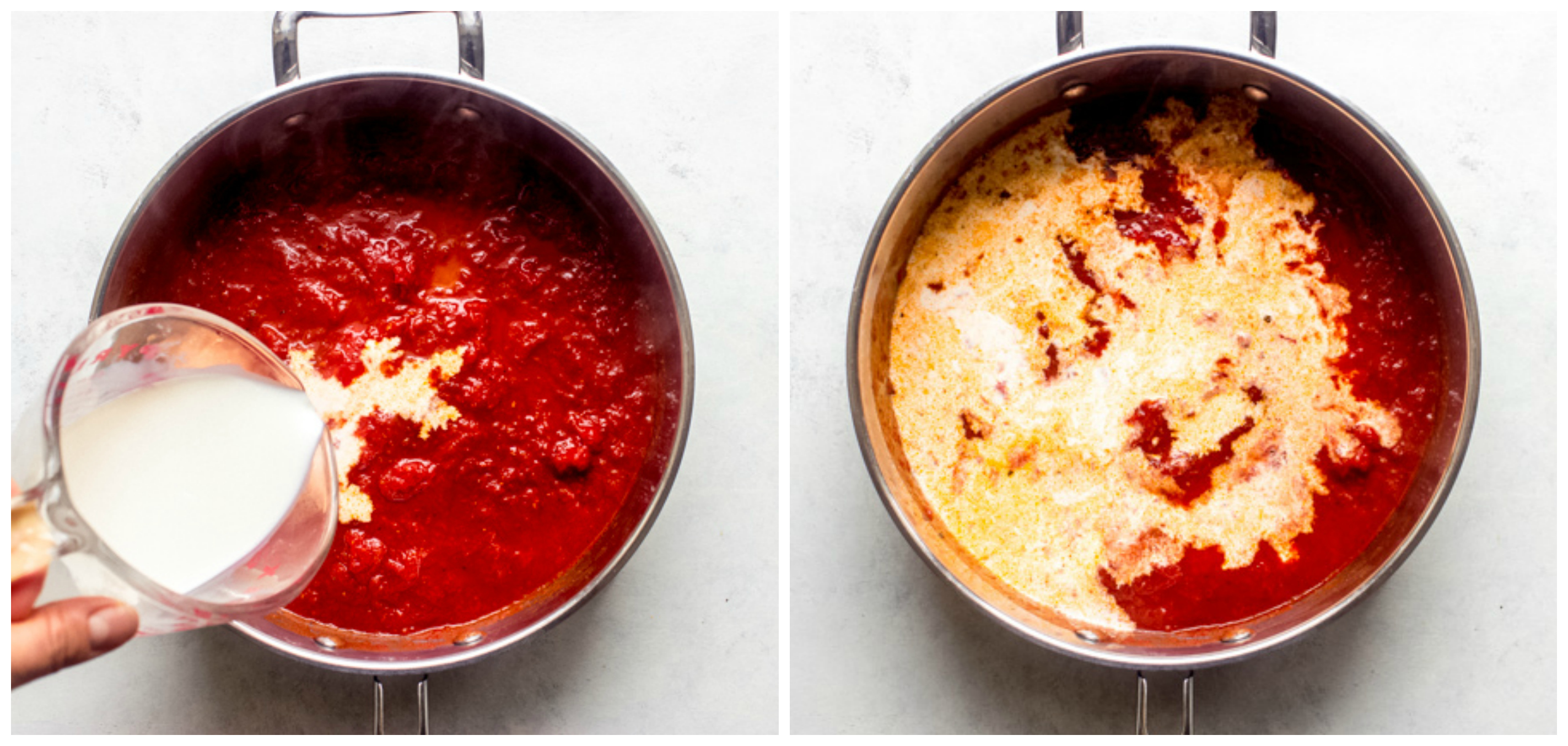 tomato cream sauce in skillet