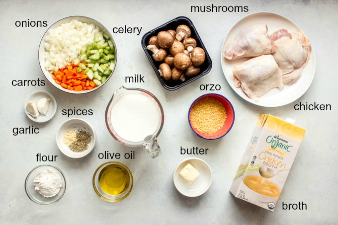 ingredients for creamy chicken mushroom soup
