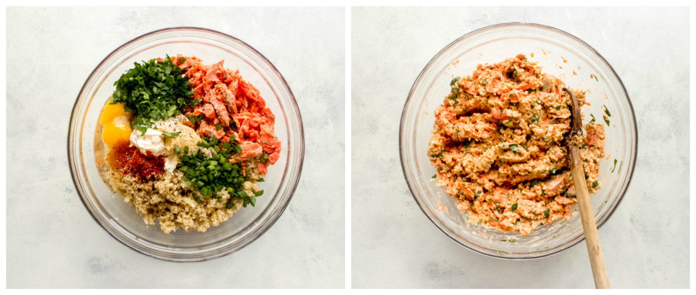 salmon cake mixture in a bowl