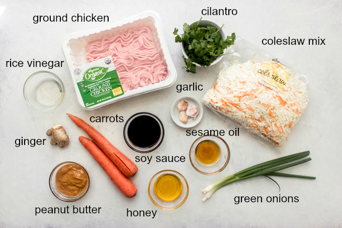 ingredients for chicken and cabbage with carrots